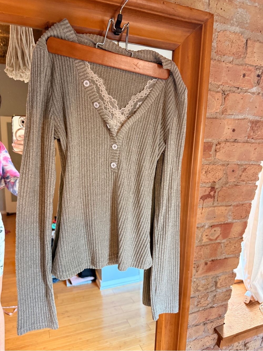 Extra Soft Henley With Lace Detail View 2